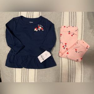 Carters Baby Girl Longsleeve Tshirt and Pant Set 6m NWT